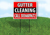 GUTTER CLEANING 3036689672 BLACK STRIPE Plastic Yard Sign ROAD SIGN with Stand