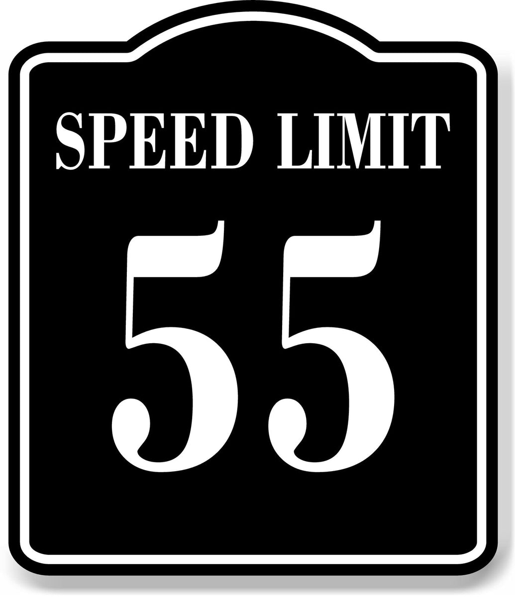 Speed Limit 55 BLACK Aluminum Composite Sign – Work House Signs
