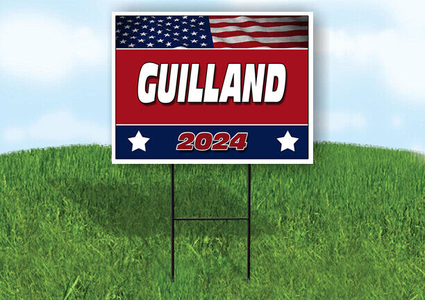 GUILLAND FLAG RED 2024 18inx24in Yard Road Sign w/ Stand