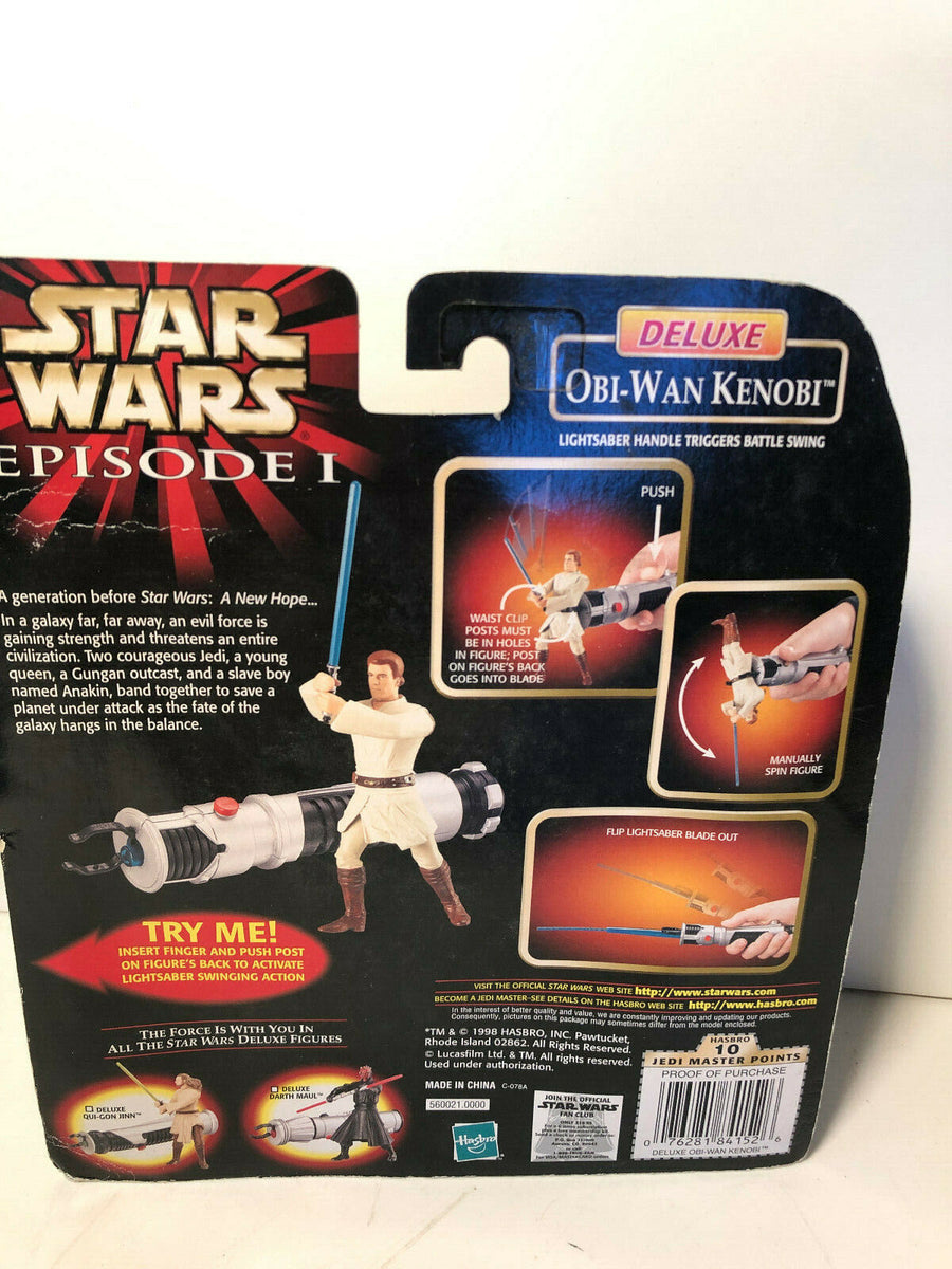 Star Wars Action Figure Episode 1 Deluxe Obi Wan Lightsaber Action