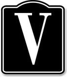 Letter V Bin Aisle Row Marker Label BLACK Aluminum Composite Sign