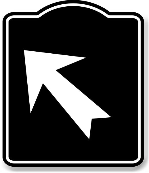 45 degree Up Left Arrow Directional BLACK Aluminum Composite Sign