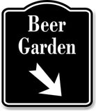 Beer Garden 45 Degree Down Right Arrow BLACK Aluminum Composite Sign