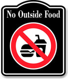 No Outside Food Symbol Prohibition BLACK Aluminum Composite Sign