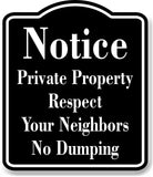 Notice Private Property Respect Your Neighbors BLACK Aluminum Composite Sign