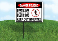 DANGER PESTICIDES ENGLISH AND SPANISH Yard Sign Road with Stand LAWN SIGN