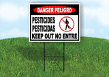 DANGER PESTICIDES ENGLISH AND SPANISH Yard Sign Road with Stand LAWN SIGN