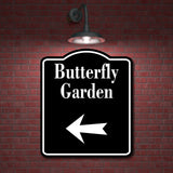 Butterfly Garden Zoo Left Arrow BLACK Aluminum Composite Sign