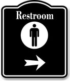 Restroom Men Right Arrow BLACK Aluminum Composite Sign