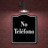No Tel fono Spanish Muestra al aire libre firmar BLACK Aluminum Composite Sign