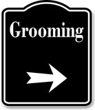 Grooming Room Right Arrow BLACK Aluminum Composite Sign