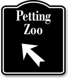 Petting Zoo 45 Degree Up Left Arrow BLACK Aluminum Composite Sign