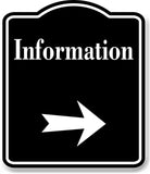 Information Right Arrow BLACK Aluminum Composite Sign