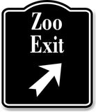 Zoo Exit 45 Degree Up Right Arrow BLACK Aluminum Composite Sign