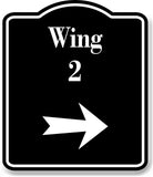 Wing 2 Right Arrow BLACK Aluminum Composite Sign