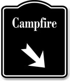 Campfire 45 Degree Down Right Arrow BLACK Aluminum Composite Sign