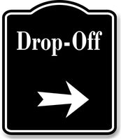 Drop-Off Right Arrow BLACK Aluminum Composite Sign