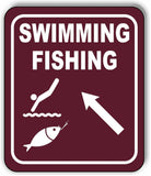 SWIMMING FISHING DIRECTIONAL 45 DEGREES UP LEFT ARROW Aluminum composite sign