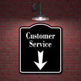Customer Service Down Arrow BLACK Aluminum Composite Sign