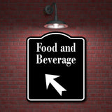 Food and Beverage 45 Degree up Left Arrow BLACK Aluminum Composite Sign