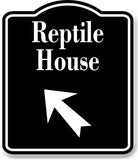 Reptile House Zoo 45 Degree Up Left Arrow BLACK Aluminum Composite Sign