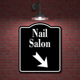 Nail Salon 45 Degree Down Right Arrow BLACK Aluminum Composite Sign