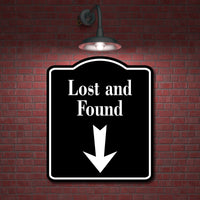 Lost and Found Down Arrow BLACK Aluminum Composite Sign