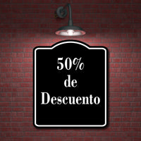 50  de Descuento Spanish firmar BLACK Aluminum Composite Sign