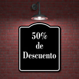 50  de Descuento Spanish firmar BLACK Aluminum Composite Sign