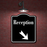 Reception 45 Degree Down Right Arrow BLACK Aluminum Composite Sign