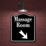 Massage 45 Degree Down Right Arrow BLACK Aluminum Composite Sign