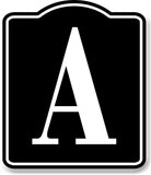 Letter A Bin Aisle Row Marker Label BLACK Aluminum Composite Sign
