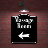 Massage Left Arrow BLACK Aluminum Composite Sign