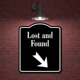 Lost and Found 45 Degree Down Right Arrow BLACK Aluminum Composite Sign