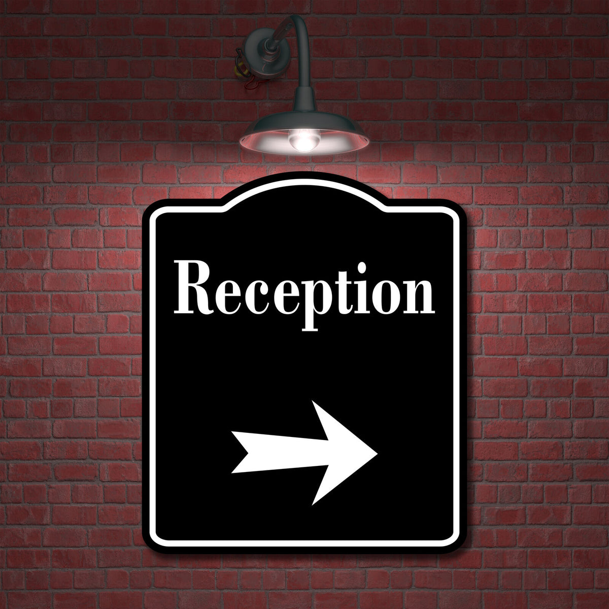 Reception Right Arrow BLACK Aluminum Composite Sign – Work House signs