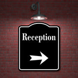 Reception Right Arrow BLACK Aluminum Composite Sign
