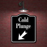 Cold Plunge 45 Degree Down Left Arrow BLACK Aluminum Composite Sign