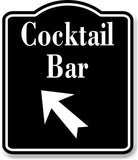 Cocktail Bar 45 Degree Up Left Arrow BLACK Aluminum Composite Sign