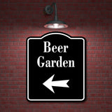 Beer Garden Left Arrow BLACK Aluminum Composite Sign