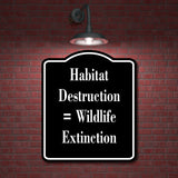 Habitat Destruction   Wildlife Extinction BLACK Aluminum Composite Sign