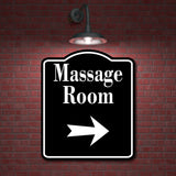 Massage Right Arrow BLACK Aluminum Composite Sign
