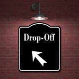 Drop-Off 45 Degree Up Left Arrow BLACK Aluminum Composite Sign