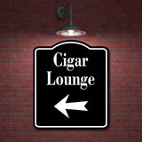 Cigar Lounge Bar Left Arrow BLACK Aluminum Composite Sign