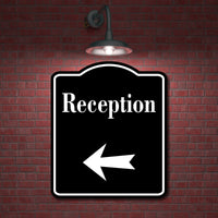 Reception Left Arrow BLACK Aluminum Composite Sign