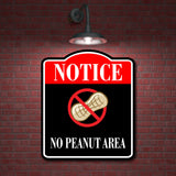 Notice No Peanut Area BLACK Aluminum Composite Sign