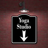 Yoga Studio Down Arrow BLACK Aluminum Composite Sign