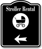 Stroller Rental Left Arrow BLACK Aluminum Composite Sign