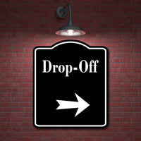 Drop-Off Right Arrow BLACK Aluminum Composite Sign