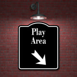 Play Area Zoo 45 Degree Down Right Arrow BLACK Aluminum Composite Sign