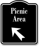 Picnic Area 45 Degree Up Left Arrow BLACK Aluminum Composite Sign